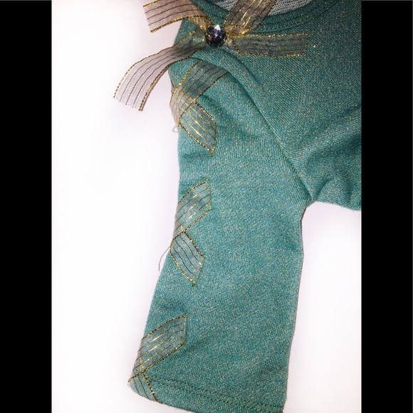 LAVENDER US ANGELS Gold & Teal Party Dress-Size 5 - Picture 3 of 5